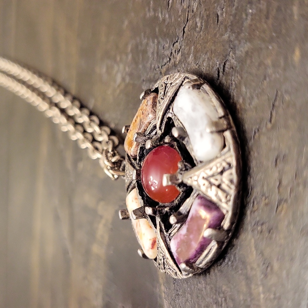 Pewter Gemstone Celtic Pendant Necklace - Picture 6 of 10